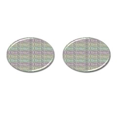 I Love Vintage Phrase Motif Striped Pattern Design Cufflinks (oval) by dflcprintsclothing