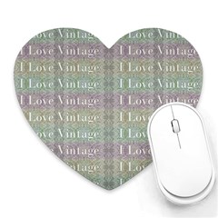 I Love Vintage Phrase Motif Striped Pattern Design Heart Mousepads by dflcprintsclothing