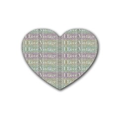 I Love Vintage Phrase Motif Striped Pattern Design Heart Coaster (4 Pack)  by dflcprintsclothing