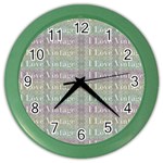 I Love Vintage Phrase Motif Striped Pattern Design Color Wall Clock Front