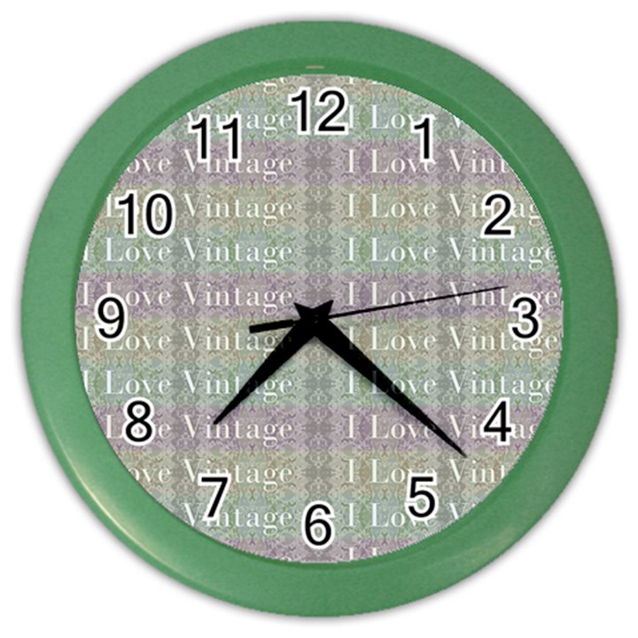 I Love Vintage Phrase Motif Striped Pattern Design Color Wall Clock