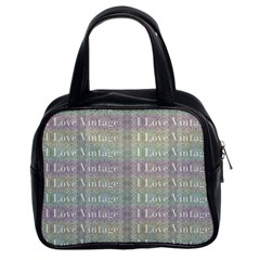 I Love Vintage Phrase Motif Striped Pattern Design Classic Handbag (two Sides) by dflcprintsclothing