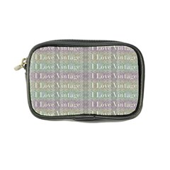 I Love Vintage Phrase Motif Striped Pattern Design Coin Purse by dflcprintsclothing