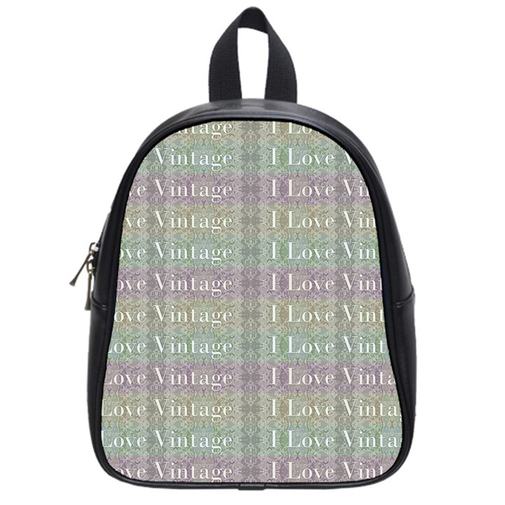 I Love Vintage Phrase Motif Striped Pattern Design School Bag (Small)