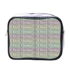 I Love Vintage Phrase Motif Striped Pattern Design Mini Toiletries Bag (one Side) by dflcprintsclothing