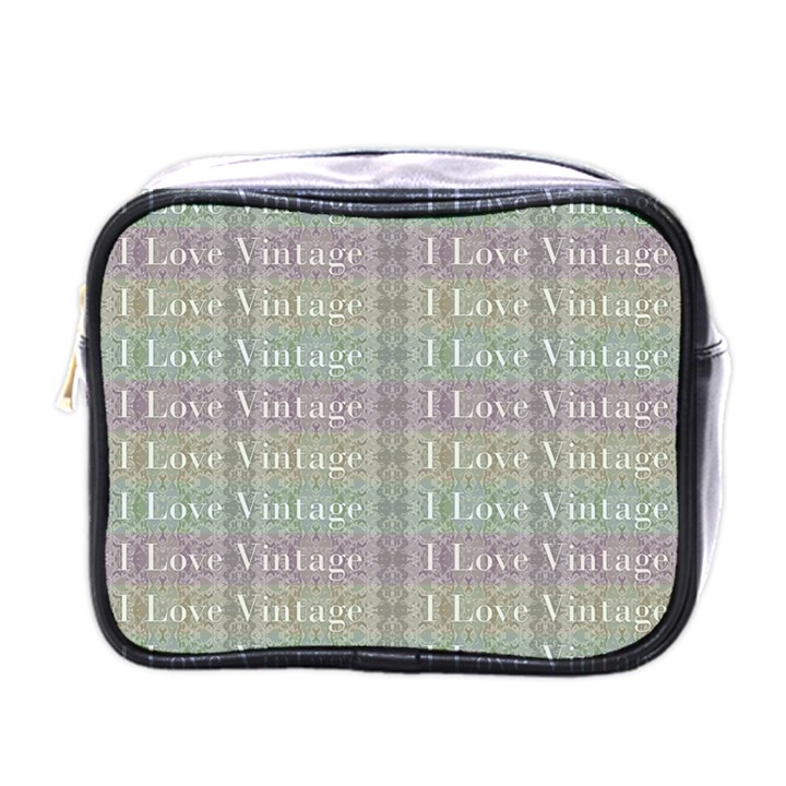 I Love Vintage Phrase Motif Striped Pattern Design Mini Toiletries Bag (One Side)