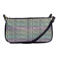 I Love Vintage Phrase Motif Striped Pattern Design Shoulder Clutch Bag by dflcprintsclothing