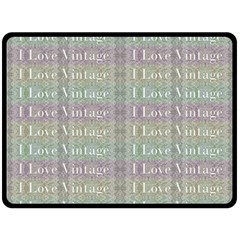 I Love Vintage Phrase Motif Striped Pattern Design Fleece Blanket (large)  by dflcprintsclothing