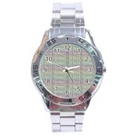 I Love Vintage Phrase Motif Striped Pattern Design Stainless Steel Analogue Watch Front