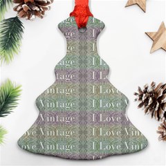 I Love Vintage Phrase Motif Striped Pattern Design Ornament (christmas Tree) 