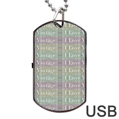 I Love Vintage Phrase Motif Striped Pattern Design Dog Tag Usb Flash (two Sides) by dflcprintsclothing