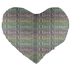 I Love Vintage Phrase Motif Striped Pattern Design Large 19  Premium Heart Shape Cushions by dflcprintsclothing