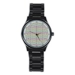 I Love Vintage Phrase Motif Striped Pattern Design Stainless Steel Round Watch Front