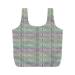 I Love Vintage Phrase Motif Striped Pattern Design Full Print Recycle Bag (m) by dflcprintsclothing