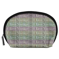 I Love Vintage Phrase Motif Striped Pattern Design Accessory Pouch (large)