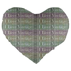 I Love Vintage Phrase Motif Striped Pattern Design Large 19  Premium Flano Heart Shape Cushions