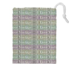 I Love Vintage Phrase Motif Striped Pattern Design Drawstring Pouch (4xl) by dflcprintsclothing