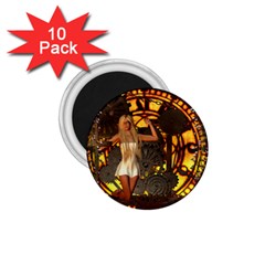 Steampunk Clockwork And Steampunk Girl 1 75  Magnets (10 Pack)  by FantasyWorld7