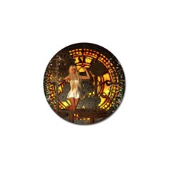 Steampunk Clockwork And Steampunk Girl Golf Ball Marker by FantasyWorld7