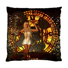 Steampunk Clockwork And Steampunk Girl Standard Cushion Case (two Sides) by FantasyWorld7