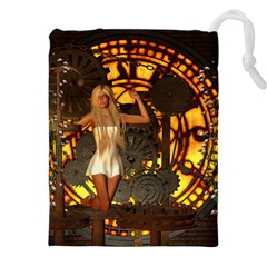 Steampunk Clockwork And Steampunk Girl Drawstring Pouch (4xl)