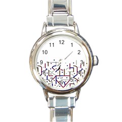 Lines And Dots Motif Geometric Print Round Italian Charm Watch by dflcprintsclothing