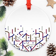 Lines And Dots Motif Geometric Print Ornament (round)