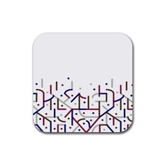 Lines And Dots Motif Geometric Print Rubber Coaster (square)  by dflcprintsclothing