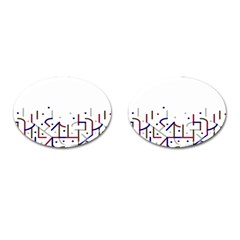 Lines And Dots Motif Geometric Print Cufflinks (oval)