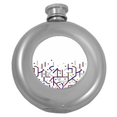 Lines And Dots Motif Geometric Print Round Hip Flask (5 Oz) by dflcprintsclothing