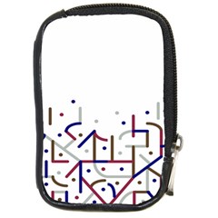 Lines And Dots Motif Geometric Print Compact Camera Leather Case by dflcprintsclothing