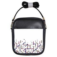 Lines And Dots Motif Geometric Print Girls Sling Bag by dflcprintsclothing