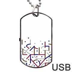 Lines And Dots Motif Geometric Print Dog Tag Usb Flash (one Side) by dflcprintsclothing