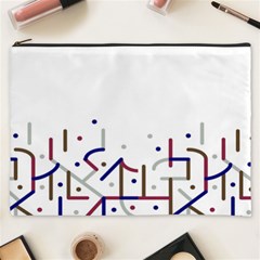 Lines And Dots Motif Geometric Print Cosmetic Bag (xxxl)