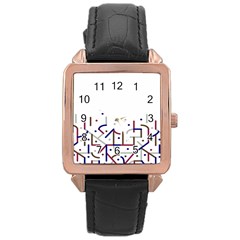 Lines And Dots Motif Geometric Print Rose Gold Leather Watch  by dflcprintsclothing