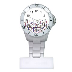 Lines And Dots Motif Geometric Print Plastic Nurses Watch by dflcprintsclothing