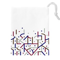 Lines And Dots Motif Geometric Print Drawstring Pouch (4xl) by dflcprintsclothing