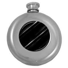 Minimalist Black Linear Abstract Print Round Hip Flask (5 Oz) by dflcprintsclothing