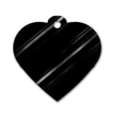 Minimalist Black Linear Abstract Print Dog Tag Heart (two Sides)