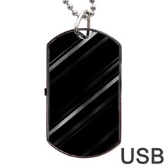 Minimalist Black Linear Abstract Print Dog Tag Usb Flash (one Side) by dflcprintsclothing