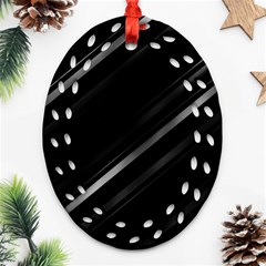 Minimalist Black Linear Abstract Print Ornament (oval Filigree) by dflcprintsclothing