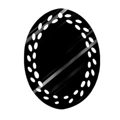 Minimalist Black Linear Abstract Print Oval Filigree Ornament (two Sides) by dflcprintsclothing