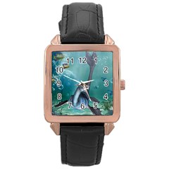 Awesome Seadragon Rose Gold Leather Watch  by FantasyWorld7