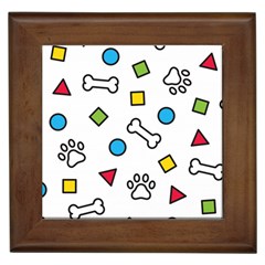 Dog Paw Seamless Pattern Footprint Bone Framed Tile by Vaneshart