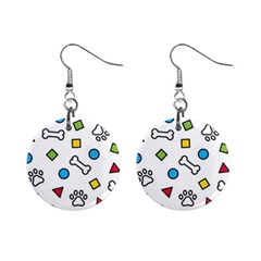 Dog Paw Seamless Pattern Footprint Bone Mini Button Earrings by Vaneshart