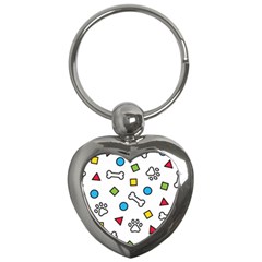 Dog Paw Seamless Pattern Footprint Bone Key Chain (heart) by Vaneshart