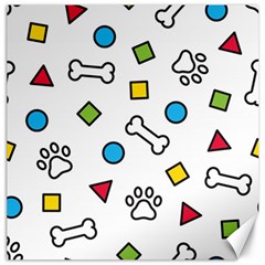 Dog Paw Seamless Pattern Footprint Bone Canvas 16  X 16  by Vaneshart