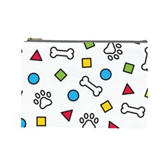 Dog Paw Seamless Pattern Footprint Bone Cosmetic Bag (large) by Vaneshart