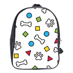 Dog Paw Seamless Pattern Footprint Bone School Bag (large) by Vaneshart