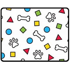 Dog Paw Seamless Pattern Footprint Bone Fleece Blanket (medium)  by Vaneshart